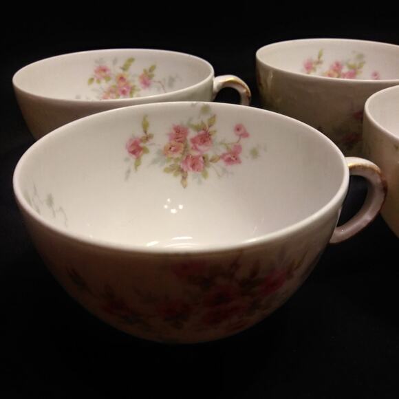 4 Antique Theodore Haviland France Floral Tea Cups - Picture 2 of 15